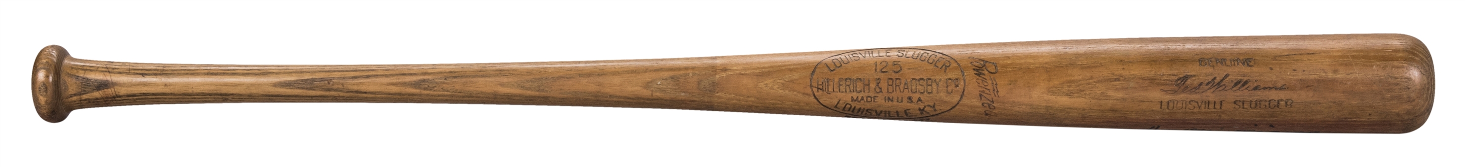 1951-55 Ted Williams Game Used & Signed Hillerich & Bradsby W166 Model Bat (PSA/DNA GU 8.5) 